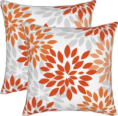 Vista 11 de Fundas de almohada azul marino y amarillo de 18 x 18 pulgadas, color verde azulado y gris, funda de almohada moderna con flores de dalia, 2 piezas