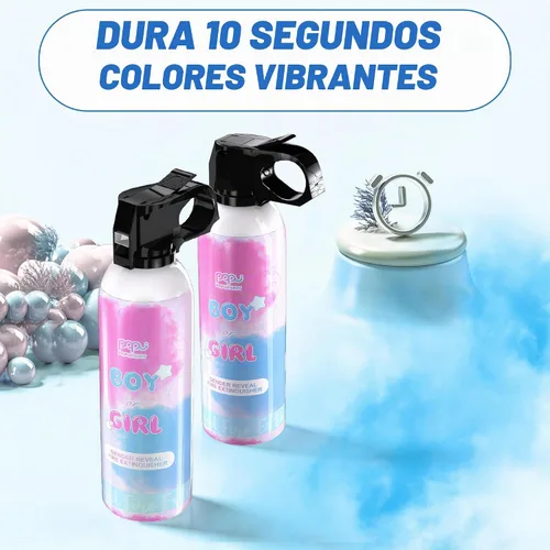 Vista 2 de POPUPARTY Blue Gender Reveal Extintor Paquete de 2 bombas de humo