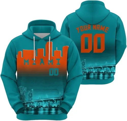 Vista 30 de Custom Football Hoodies City Night Skyline Personalized Sweatshirt Name Number Fan Gift Pullover for Men Women Youth