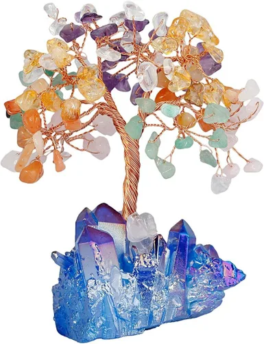 Vista 18 de Mookaitedecor - Árbol de cristal con base de cuarzo, bonsái para la riqueza y buena suerte Árbol bonsái, árbol de dinero para la suerte