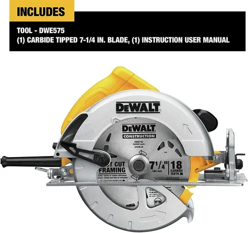 Vista 2 de DEWALT - Sierra circular de 7 1/4 pulgadas, ligera, con cable (DWE575)