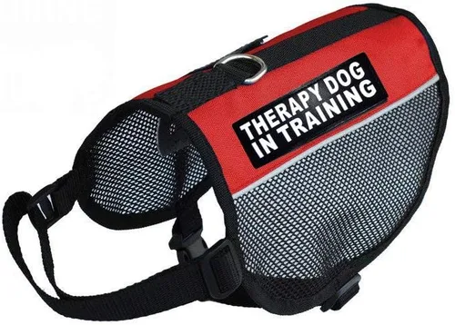 Vista 7 de Arnés de malla para perros de terapia Cool Comfort Nylon Compra viene con 2 terapias reflectantes para perros en parches de entrenamiento. Mide a tu