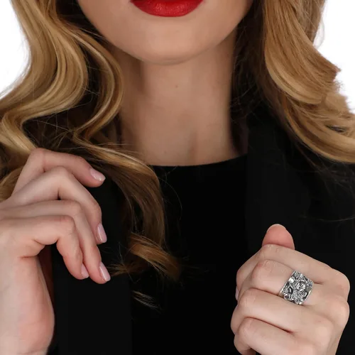Vista 5 de PZ Paz Creations Anillo de plata de ley 925 con diseño floral de mariposa para mujer, regalo de joyería bohemia de estilo vintage, anillos gruesos