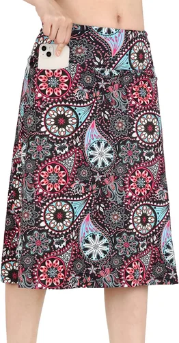 Vista 8 de Falda pantalón para mujer, modesta, hasta la rodilla, atlética, midi, para correr Beige