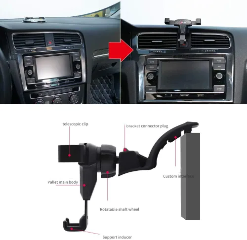 Vista 7 de Soporte para teléfono celular con cubierta de clip de ventilación ajustable para Volkswagen VW Golf 7 MK7 2014 2015 2016 2017 2018