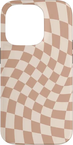 Vista 17 de iPhone 16 Beige Cream Twisted Checkered Swirl 60s 70s Aesthetic Brown Case