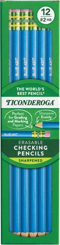 Vista 9 de TICONDEROGA Lápices de verificación borrables, preafilados con borrador, rojo, paquete de 2 (13901)