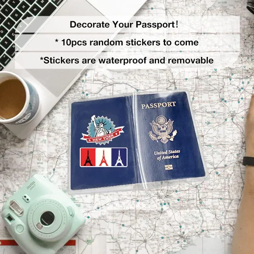 Vista 4 de WHALEZON Paquete de 5 fundas transparentes para pasaporte, protector de pasaporte de plástico transparente, Cartera de viaje
