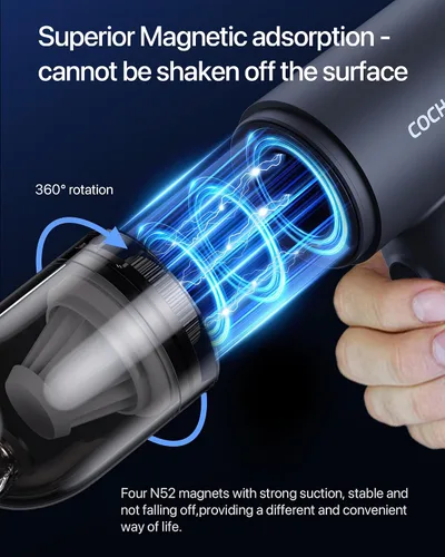 Vista 3 de Aspiradora portátil inalámbrica de mano, 18KPA 4 en 1, aspiradora magnética de mano inalámbrica con luz LED, tiempo de funcionamiento de 30 minutos