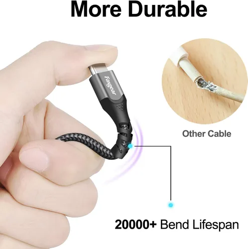 Vista 2 de Fasgear Huawei Supercharge - Cable USB-C de 88 W, negro, 6 pies Carga rápida 6A, nailon trenzado, para Huawei Mate 60 Pro, P60 Pro, Pura 70, Mate