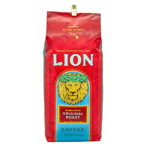Vista 4 de LION Coffee, Café de 24 quilates, grano entero, bolsa de 7 onzas