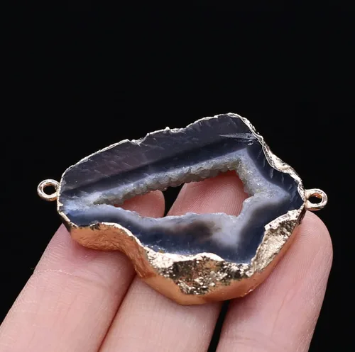 Vista 2 de QSLLER 5 Uds. de piedra natural ágata cristal brotes irregulares chapado en oro colgante hacer bricolaje joyería colgante accesorios encantos