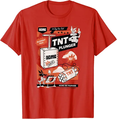 Vista 53 de Looney Tunes Wile E. Coyote - Camiseta de émbolo TNT, Blanco, S