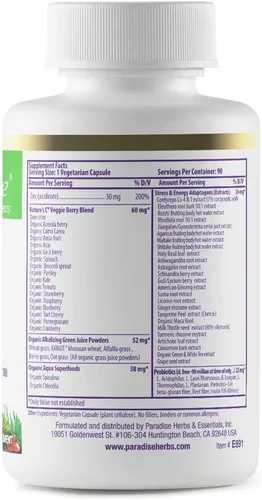 Vista 2 de Paradise Herbs Suplementos de zinc con picolinato y Natures C, para apoyo inmunológico, súper potente, ultra puro, sin gluten, sin OMG, vegano, 30