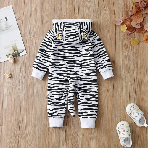 Vista 2 de AGQT Babys Tiger Costume Halloween One Piece Hooded Romper Size 0-24 Months