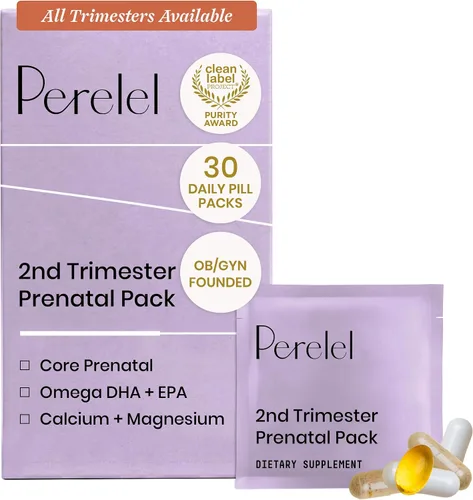 Vista 11 de Perelel Paquete prenatal del primer trimestre, multivitamínico con folato, vitamina D, Omega 3, hierro y jengibre, apoyo nutricional