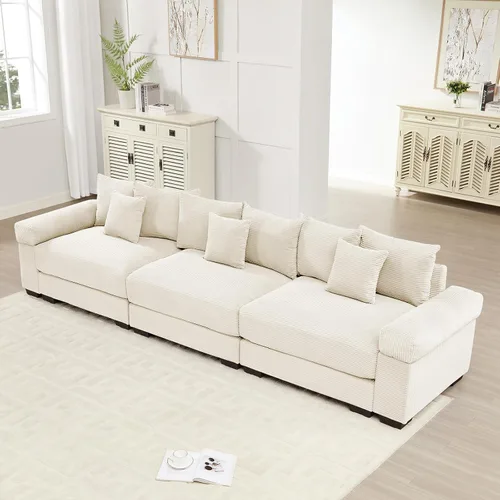 Vista 24 de ODUSE-DAILY Sofá modular de gran tamaño de 117.3 pulgadas, sofás modulares grandes de pana para sala de estar, sofás de 3 plazas, moderno juego