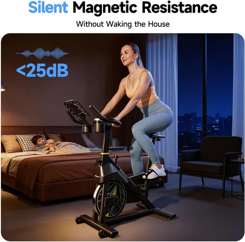 Vista 5 de YPOO Exercise Bike Adjustable Magnetic Resistance 330LBS,APP Courses