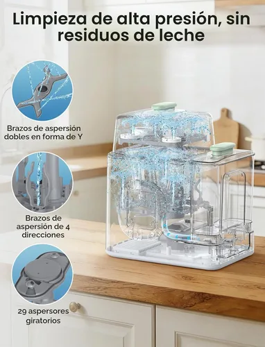Vista 3 de Xaproo Lavadora de biberones, esterilizador y secadora, máquina de limpieza todo en uno para biberones, piezas de bomba y artículos esenciales