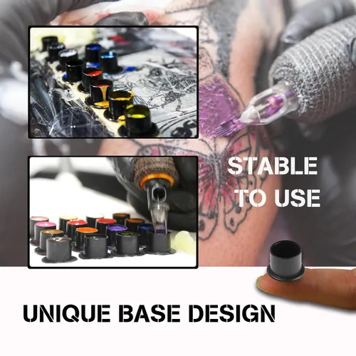 Vista 3 de Autdor - 1000 tapas de tinta para tatuaje, tazas con base de pigmento desechable, vasos de tinta de tatuaje de microblading, con base de pigmento