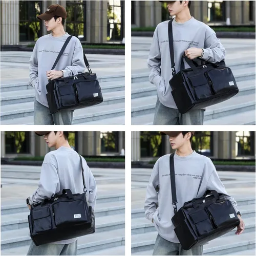 Vista 168 de Pequeña bolsa de gimnasio para mujer, bolsa de viaje con compartimento para zapatos