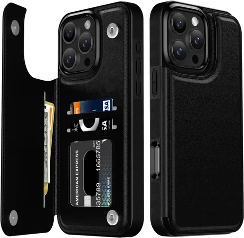Vista 387 de LETO para iPhone 15 Pro Funda tipo cartera - Tapa tipo folio con patada - Diseños de moda - Tarjetero - Funda protectora para mujeres y niñas - 6.1