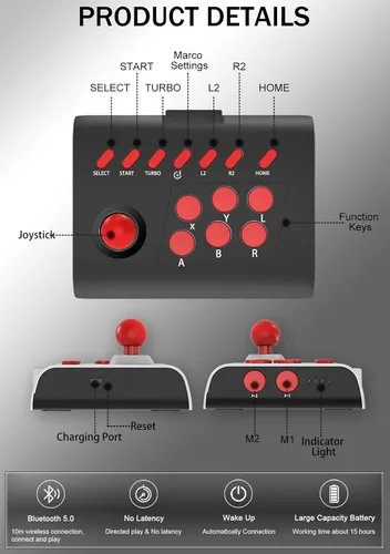 Vista 8 de arVin Arcade Fight Stick Joystick Game Controller for iPhone iOS Android PC Fighting Stick for Nintendo SwitchPS3PS4 Arcade Rocker Gamepad with
