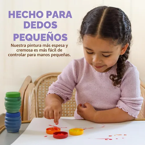 Vista 7 de Honeysticks Pintura de dedos no tóxica (6 colores brillantes), lavable de la piel, pintura segura para dedos para niños pequeños, niños de 1 a 3, 2