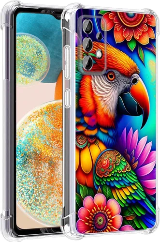 Vista 7 de Funda para Galaxy A23 5G, diseño de flores de mariposa azul, protección contra caídas, a prueba de golpes, carcasa protectora de cuerpo completo