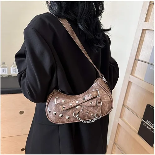 Vista 3 de Bolso vintage Y2K Punk, bolso de mano gótico de moda retro