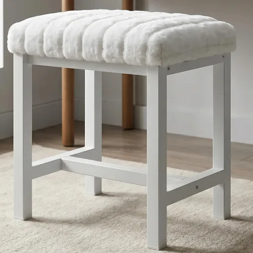 Vista 10 de Pequeño Taburete de Tocador, Lindos Taburetes de Tocador con Cojín, Silla de Tocador Blanca y Dorada para Espacios Pequeños, Sala de Estar, Oro