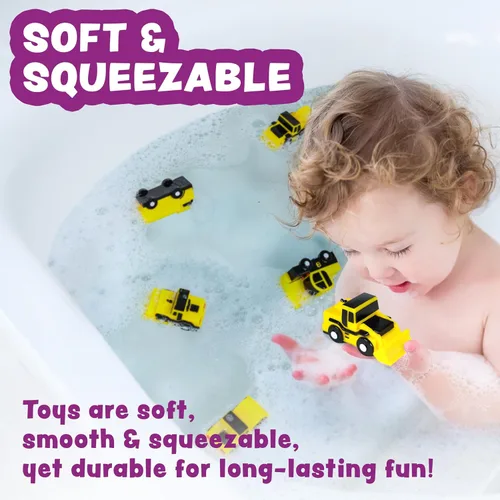 Vista 5 de Tub Works® Construction™ Trucks - Juguetes de baño sin moho, paquete de 6 Diseño de juguetes de baño sellados y sin agujeros que mantiene