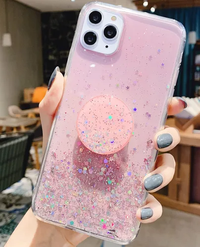 Vista 10 de Funda diseñada para iPhone 11 Pro Max para mujeres y niñas, con purpurina, bonitas, con soporte, funda protectora suave para teléfono para iPhone 11