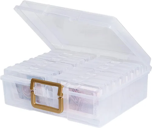 Vista 12 de novelinks Organizadores de fotos transparentes de 4 x 6 pulgadas y caja de almacenamiento de fotos con asa, 16 fundas interiores para fotos