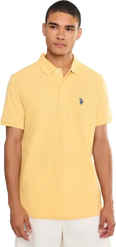 Vista 103 de Polo de piqué de algodón sólido para hombre con pequeño Pony Gris jaspeado