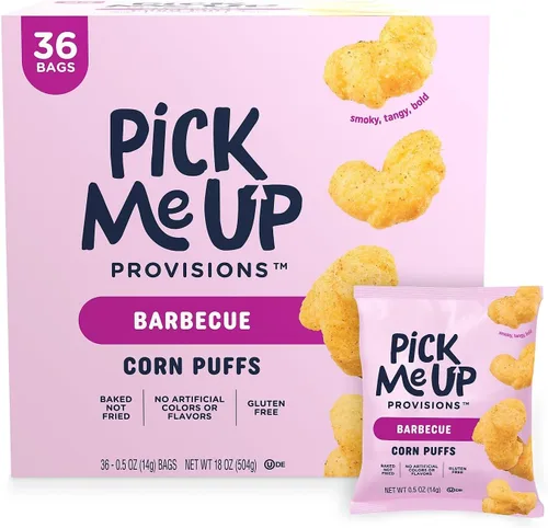 Vista 10 de Pick Me Up Provisions Puffs de maíz cheddar blanco sin gluten, 36/Bx