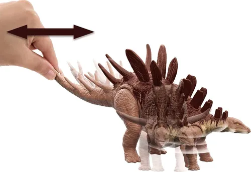 Vista 2 de Figura de acción de dinosaurio de Jurassic World Camp Cretácicos Roar Attack Kentrosaurus, juguete con función de golpe y sonidos