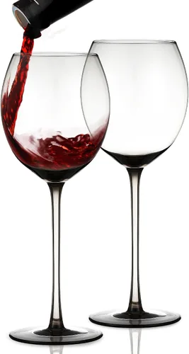 Vista 9 de Juego de 2 copas de vino tinto de colores, elegantes copas de vino de tallo largo, 13.3 onzas (rosa rosa)