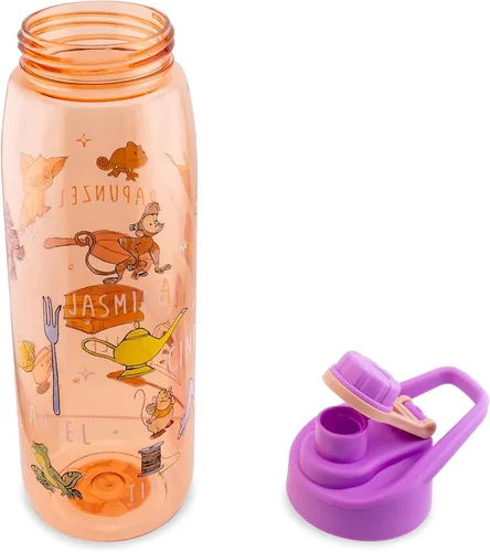 Vista 4 de Silver Buffalo Botella de agua con iconos de princesas de Disney con tapa de rosca, 28 onzas