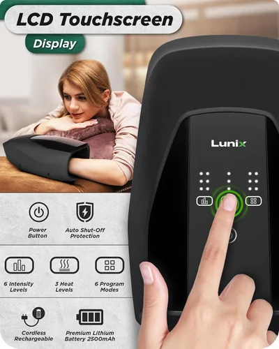 Vista 7 de Lunix LX29 Masajeador de manos eléctrico inalámbrico con Shiatsu, calor y compresión, terapia de puntos de presión para artritis, alivio del dolor