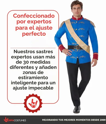 Vista 4 de Morph, Disfraz de príncipe azul para hombre, disfraces de Halloween