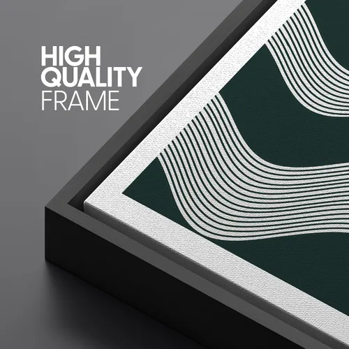 Vista 5 de SIGNLEADER Lienzo enmarcado para pared, juego de arte abstracto geométrico verde esmeralda, arte moderno geométrico zen de mediados de siglo