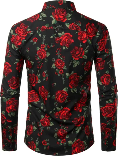 Vista 2 de ZEROYAA Camisas de vestir de manga larga con botones y diseño urbano de moda para hombre