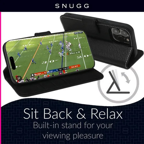 Vista 8 de Snugg Funda tipo cartera para iPhone 15 Plus – Funda plegable con 3 ranuras para tarjetas, cierre magnético y función de soporte para teléfono
