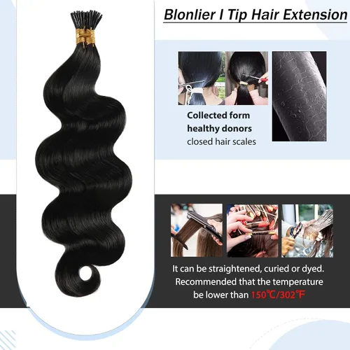 Vista 7 de Extensiones de cabello humano con punta I Tip de 18 pulgadas, extensiones de cabello humano real con punta en I, extensiones de cabello humano real