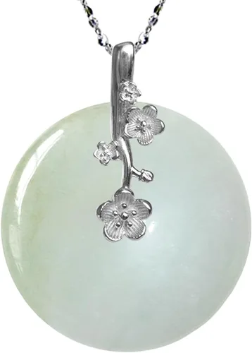 Vista 20 de Dahlia Collar eterno de jade en forma de círculo, jadeíta de grado A certificada de Birmania auténtica para la paz