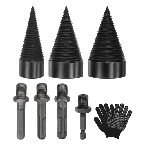 Vista 18 de M METERXITY Paquete de 1 broca divisora de madera de 1.260 in + 4 asas (cuadrada+redonda+vástago hexagonal+hexagonal pequeño) broca divisor de leña