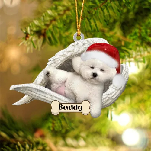 Vista 80 de Afghan Hounds - Adorno de Navidad con alas de ángel durmiente, recuerdo personalizado para perros 2024, adorno de forma acrílica, regalos