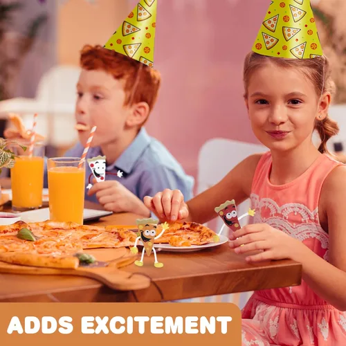Vista 2 de ArtCreativity Figuras de pizza flexibles, paquete de 12 juguetes para ansiedad para niños, divertidos recuerdos de fiesta de pizza, rellenos