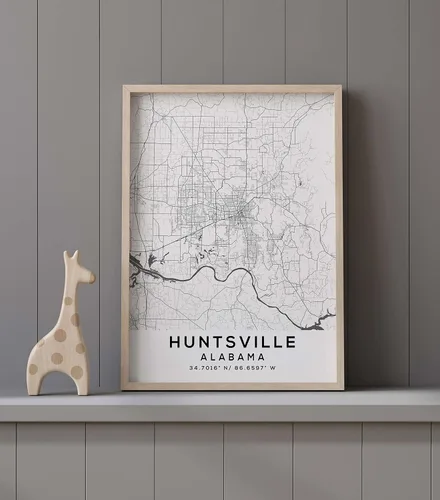 Vista 9 de Mapa de Huntsville, Alabama, Light 2 (8x10)